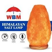 WBM Hand-Carved Himalayan Salt Lamp with Touch Dimmer Control, Wooden Base, LED Bulb, 5-7 lbs