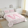 thumbnail image 4 of Erosebridal Initial Letter W Bedding Sets Full with Comforter, Dreamy Bow Love Duvet Insert, Girly Romantic Decor, Reversible 3pcs, 4 of 8