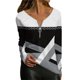thumbnail image 1 of Gibobby Blusas Para Mujeres Camiseta de manga larga con cremallera superior para mujer con estampado geométrico de primavera y verano（Multicolor, XXL), 1 of 3