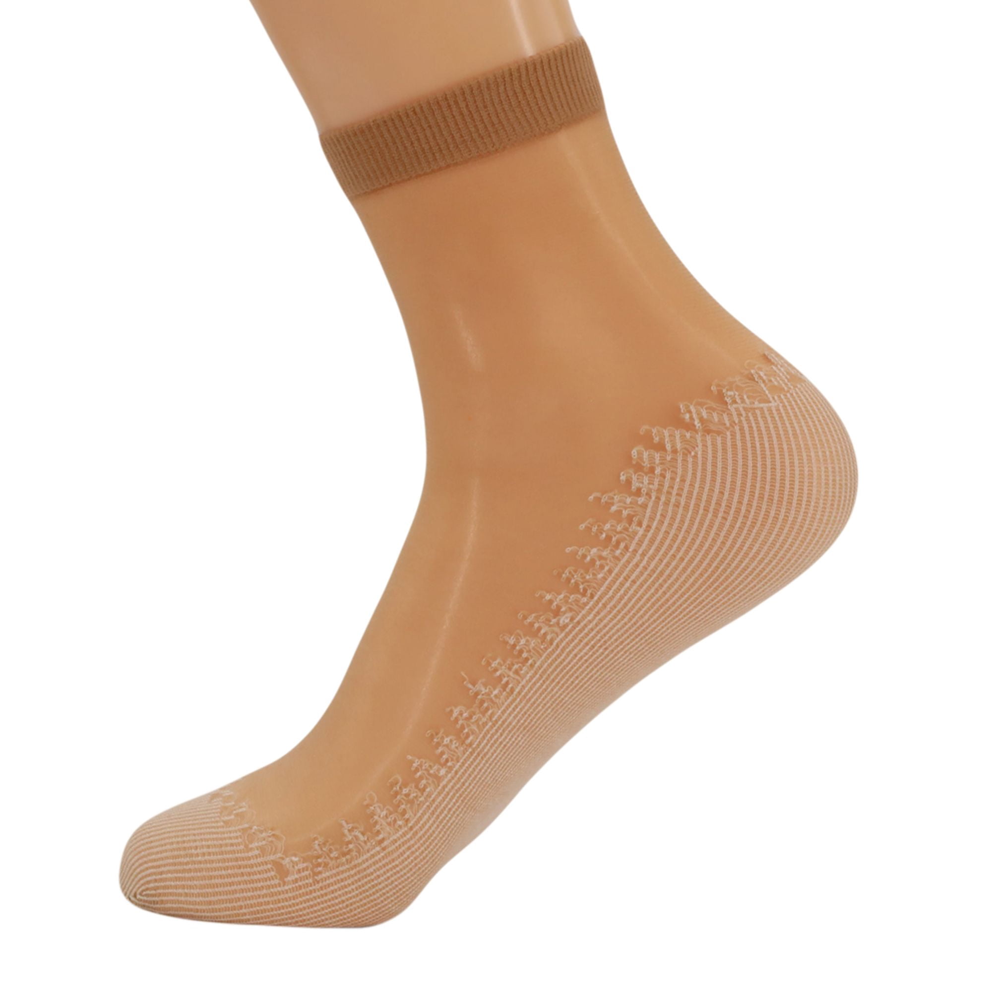 Women's 10-Pack Sheer Ankle Socks - Anti-Slip Cotton Sole & Reinforced Toe, Fits Shoe Size 5-10