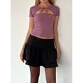 thumbnail image 2 of xiaxaixu Women T-shirt , Hauts d'Été à Manches Courtes et Col Rond Ajouré pour Fête Quotidienne, 2 of 7