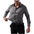 thumbnail image 2 of Puntoco Men Long Sleeve Shirt Men's Dress Shirts Stain Stretch Slim Fit Shirts Wrinkle-Free formal Business Button Down Shirt Gray L(L), 2 of 9