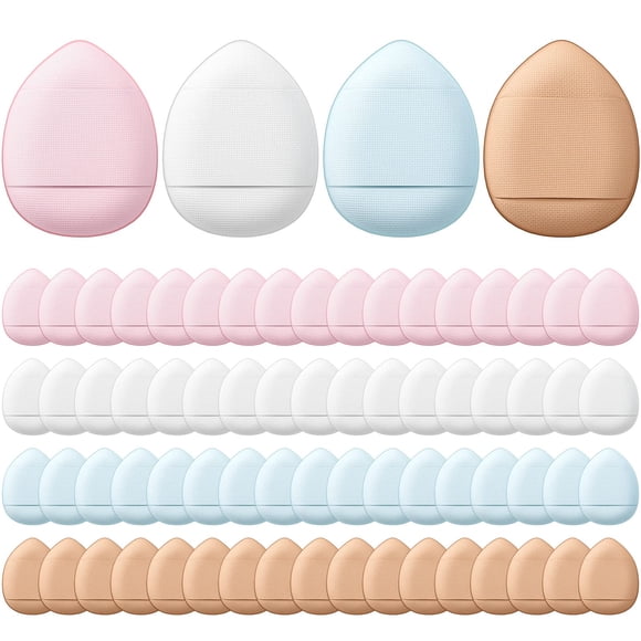 Esponja de maquillaje Gerrii Finger Poff Puff, 72 unidades (rosa/beige/azul/blanco)