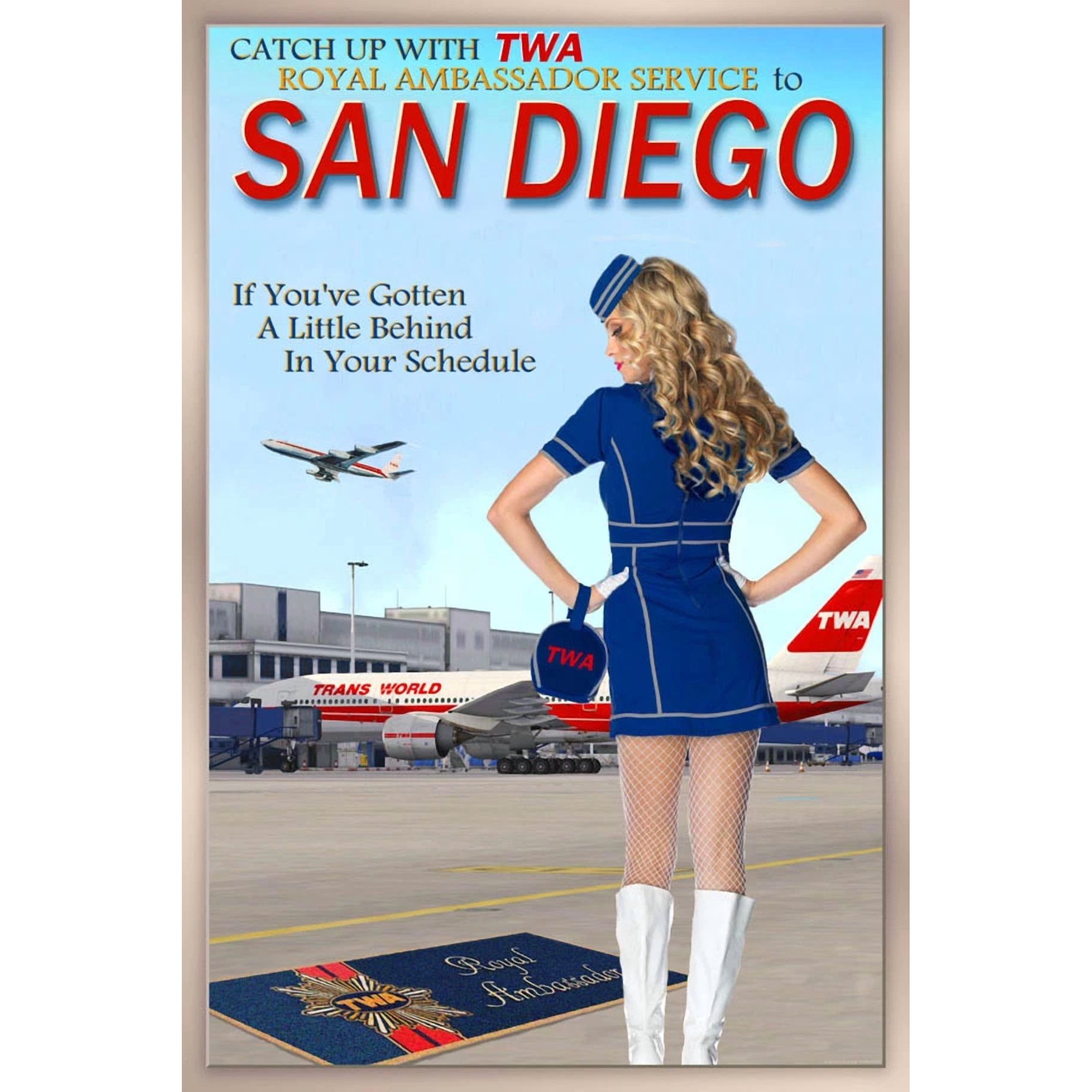 San Diego California Twa Airlines 707 Boeing 777 Poster Home Decor Office Wall Art