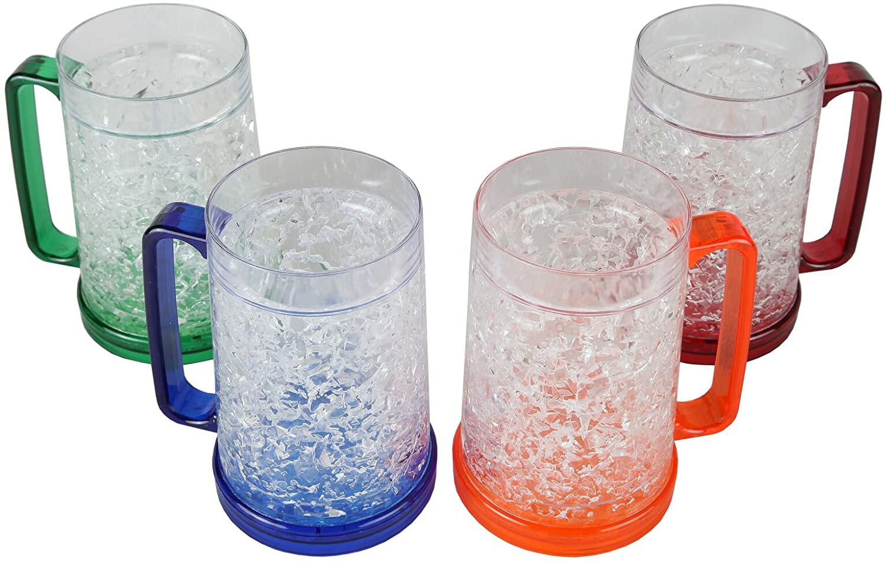 Set Of 4 Double Wall Gel-Filled Acrylic Freezer Beer Glasses - Keeps 'em  Cold!