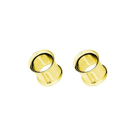 Luxe Modz Pair of Surgical Steel PVD Gold Double Flare Ear Tunnels Earlets Gauges Plugs