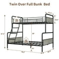 thumbnail image 2 of Heavy Duty Twin Over Full Metal Bunk Bed - High Guardrail & Angled Ladder - Noise-Free Steel Frame, Space-Saving, Easy Assembly, No Box Spring Needed, Black + Woodgrain Gray, 2 of 8