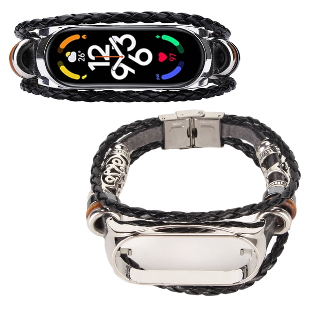 Leather Strap, Leather Strap For Metal Buckle Ethnic Style Retro Smart Watch Replacement 7 Leather For For 7 Nfc Bracelet Band For Mi Band 7