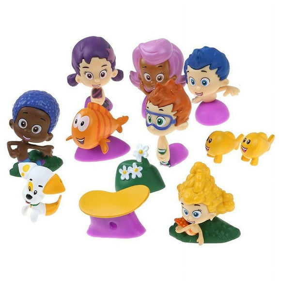 12Pcs/set Bubble Guppies Gil Molly Nonny Vinyl Action Figure Collectible Toy New