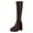 Brown, variant on Platform Knee High Boots Women Stretch Leather Pull on Square Toe Chunky Block Heel Fall Winter Dress Tall Boots Black 7