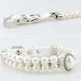 thumbnail image 5 of Small Dog Cat Big Pearl Collars with Crystal Rhinestone Diamond Décor, Adjustable Cute Fashion Pet PU Leather Necklace for Wedding Birthday Party (for Cats and Puppies), 5 of 6