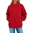 thumbnail image 2 of Womens Oversized Mock Neck Sweatshirts,Long Sleeve Pullover Plus Size Thick Tops,2025 Casual Fall Winter Outfits With Pockets Red XL, 2 of 7