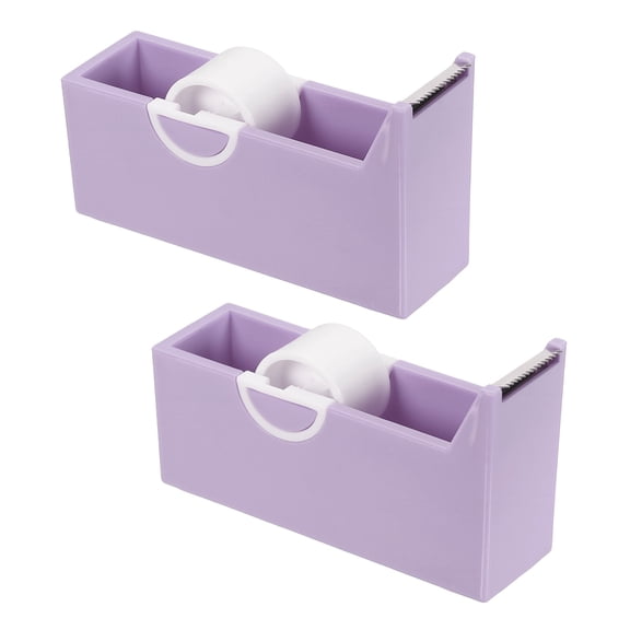 2 Pack Tape Dispenser Desk, Small Desktop Tape Dispenser Cutter Holder for 17mm/0.65" Eyelash Tapes Rolls Desk Home Office Supplies, Purple