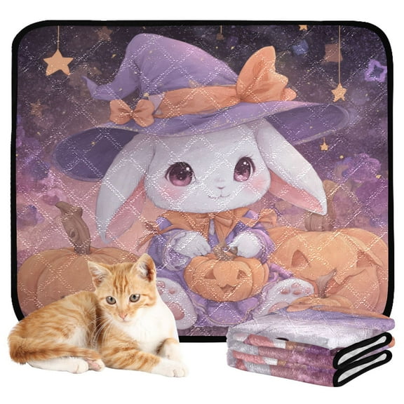 Qxltty Halloween Rabbit Cat litter Pads Pet Set of 3 Diaper Mats Center Anti-leakage Layer Absorbent Soft and Comfortable