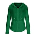 thumbnail image 4 of WRKEKC Veste à Capuche pour Femme Col en V Fermeture Éclair devant Manches Longues Décontractée Mode Urbaine Manteau Vert P, 4 of 5