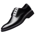 thumbnail image 1 of Zapatos formales de cuero para hombre, de negocios, de otoño, con suela suave, transpirables, informales, estilo británico, coreano, con cordones, negros, para conducir, 1 of 4