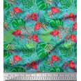 thumbnail image 1 of Soimoi Georgette Viscose Fabric Tropical Leaves & Flamingo Bird Print Fabric by Yard 42 Inch Wide, 1 of 3