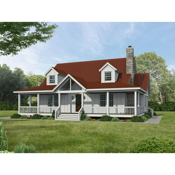 763-13681: Traditional Country 3 Bed, 3 Bath Luxury Home Plan, 2425 Sq Ft: Full Blueprints with License to Build by Home Plan Marketplace - Lesuto