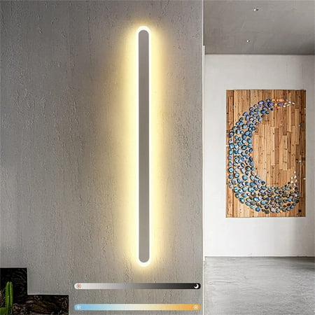 

Dimmable Indoor Wall Light Long Strip 3 Color Temp Adjust Dimming Wall Sconce Light Bar Up Down Wall Lamp Acrylic Aluminum Wall Lighting Fixture Bedroom Living Room Hotel Stairs (Black 80cm 36W)