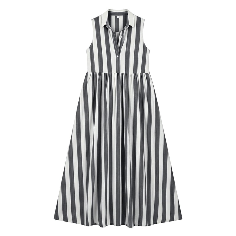 black and white vertical striped maxi dress Women's Ivory And Black Striped Maxi Dress With Bubble Hem Small
