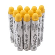 Brock Yellow B Paintstik Marker - Multi-Purpose Permanent Solid Paint Marking Crayon For Oily-Wet-Dry-Cold Surfaces - Weather & UV Resistant  Dozen