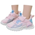 thumbnail image 3 of ZHOGXU Big Kids Girls Sneakers Soft Sole Non Lace Up Striped Print Comfortable Breathable Stylish Sports Shoes For Outdoor Activities Pink 4-4.5 Years, 3 of 7