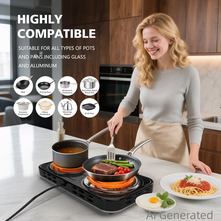 REDUSK Portable Double Burner Hot Plate, 2200W photo 4