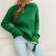 thumbnail image 2 of Suéter de cuello alto decorado con botones de cinta para mujer, prendas de punto sueltas de manga larga para otoño e invierno Pompotops FGAJ22538, 2 of 6