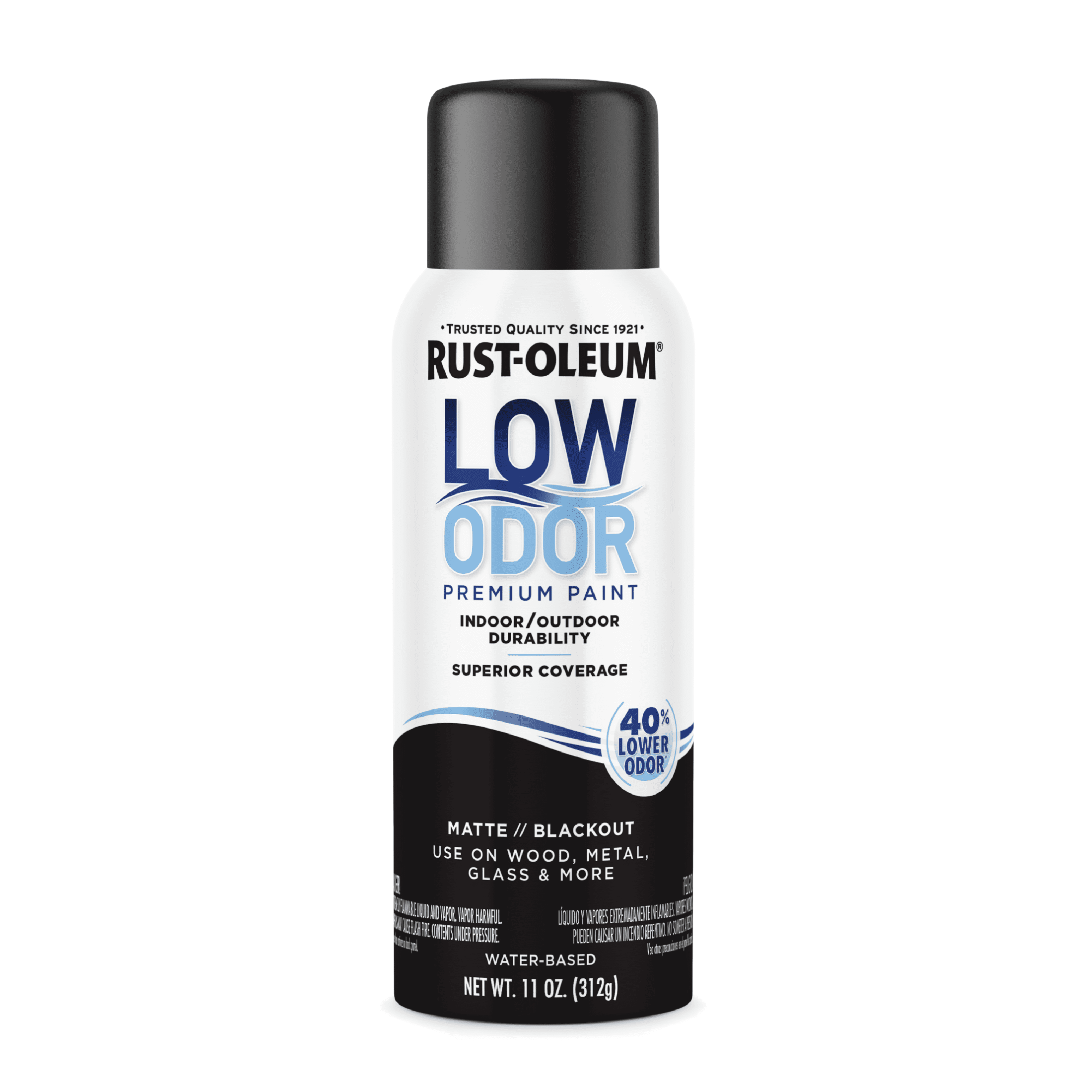 (2 pack) Blackout, Rust-Oleum Low Odor Premium Matte Spray Paint-388279, 11 oz