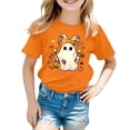 thumbnail image 2 of CAICJ98 Girls Halloween Shirt Pumpkin Ghost Tshirts Kids Toddler Fall Spooky Season Short Sleeve Tee Tops Size 7-8 Years, 2 of 7