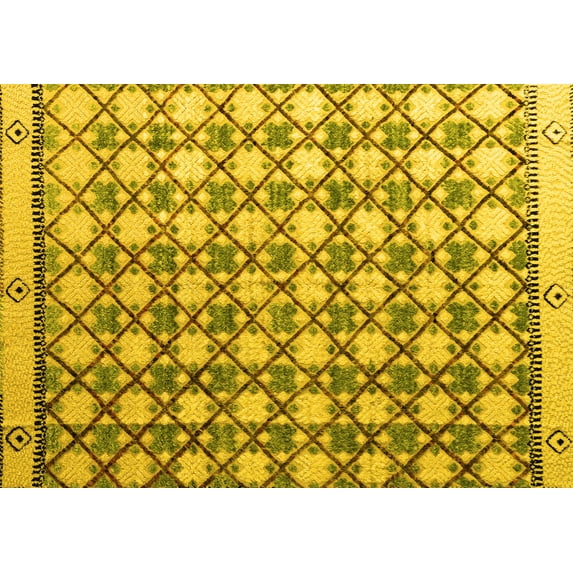 Ahgly Company Indoor Rectangle Abstract Yellow Modern Area Rugs, 4' x 6'