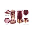 thumbnail image 4 of BLISSFUL STEP Round Toe Lace Up Mesh Stiletto Heel Sandals for Women Burgundy (Size 7.5), 4 of 7