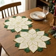 thumbnail image 4 of 2 Piece Poinsettia Placemats, Embroidered Christmas Table Mats, 14 Inch Flower Shaped Dining Accents for Dinner Parties Buffets and Holiday Centerpieces, Red or White Set, 4 of 7