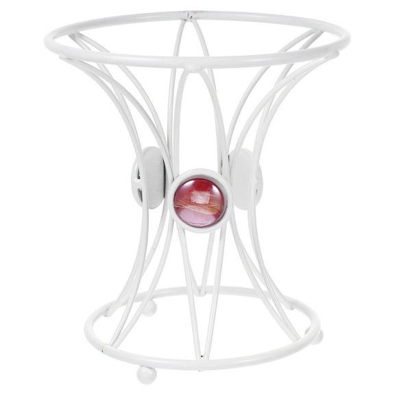 PBPBOX Durable White Metal Gazing Ball Holder for Patio and Garden Display