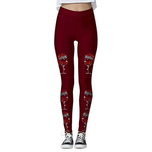 Zhanying Leggings Arbre de Noël pour Femmes Mignons Drôles Amincissants Rehausse-Fesses Coupe Noir Collants d'Hiver Rouges P