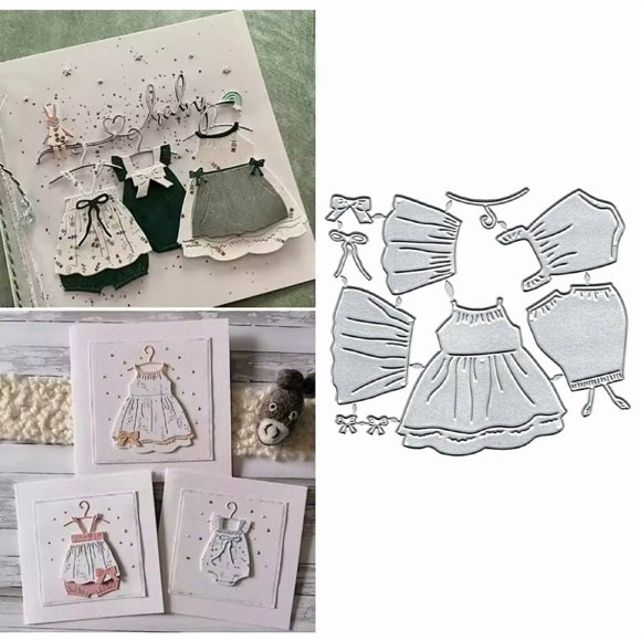 Troquel metálico para vestido de bebé tipo delantal Lauboruan 12 x 12 cm