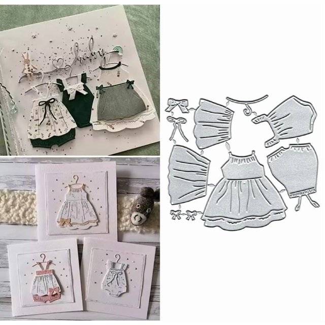Troquel metálico para vestido de bebé tipo delantal Lauboruan 12 x 12 cm