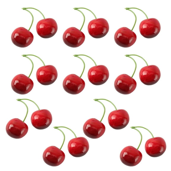 10 Pair False Cherries Artificial Decorations Simulations Cherries Fruit False Fruit Model Kitchen Photo Props