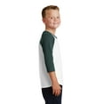 thumbnail image 3 of Port Co Teen Unisex Regular Plain Long Sleeves T-Shirt Wht/Dark Green X-Small, 3 of 6