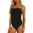 thumbnail image 1 of INSPIRAR CHIC Body de Encaje con Ruché para Mujeres, Cuello Cuadrado, Casual, Fiesta, Cuerpo Esbelto, XL Negro, 1 of 4
