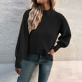 thumbnail image 4 of Lovskoo Sweaters for Women Casual Trendy Pullover Long Sleeve Round-Neck Knitted Sweater Tops Black, 4 of 7