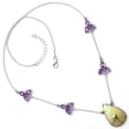 thumbnail image 3 of Lemon Chrysocolla - Brazil & Amethyst 925 Sterling Silver Necklace Jewelry SDN1409, 3 of 6