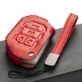 thumbnail image 4 of Vitodeco Genuine Leather Flip Key Fob Case Cover Protector Compatible for Jeep Wrangler, Gladiator (2018 - 2026 Models) (4-Button, Red), 4 of 5