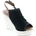 thumbnail image 7 of Soda Jafari Women's Open Toe Ruched Canvas Espadrille Platform Wedge, 7 of 7