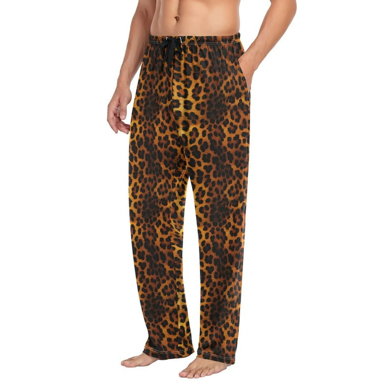 JSTEL Brown Leopard Cheetah Print Men's Sleepwear Mens Pajama - Main Image