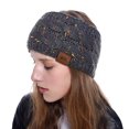 thumbnail image 2 of Winter Cable Knit Headbands for Women Soft Fuzzy Fleece Lined Ear Warmers Wide Elastic Sports Windproof Headband 1 PC Gray One Size, 2 of 4