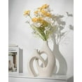thumbnail image 2 of Modern XL Beige Ceramic Vase Set of 2 for Modern Home Decor, Eclectic Entryway, 2 of 6