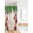 thumbnail image 2 of Christmas Stall Shower Curtain, Xmas Traditional Winter Season Theme Fir Twigs and Vibrant Balls Graphic Print, Fabric Bathroom Decor Set with Hooks, 36" W x 72" L, Green and Red, 2 of 3