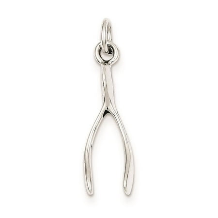 925 Sterling Silver Antiqued 3-D Wish Bone Polished Charm Pendant 27mm x 9mm