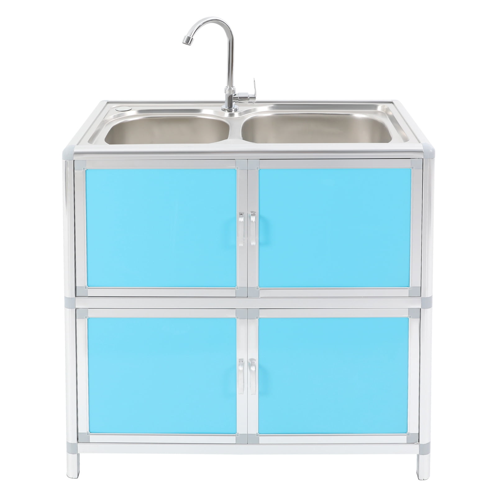 Kitchen Sink with Cabinet, Utility Sinks with Faucet, Freestanding Sink with Storage for Home Kitchen(Blue)